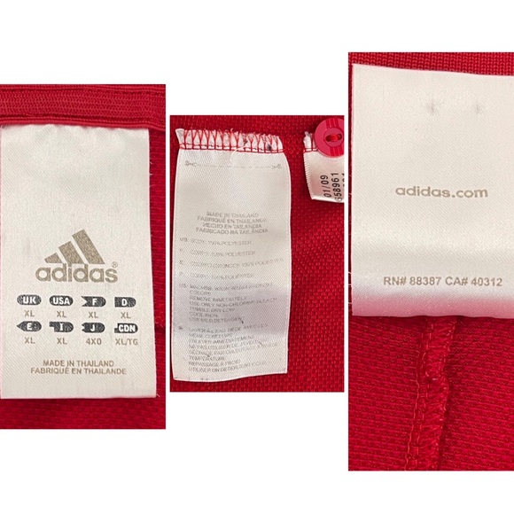 Adidas Golf Polo Shirt 3 Stripes Mens XL Red Performance Short Sleeve - Picture 8 of 11